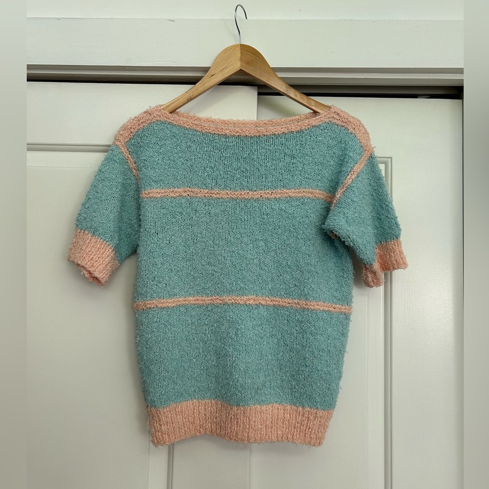 Vintage Handcrafted Short Sleeve Sweater - Size S